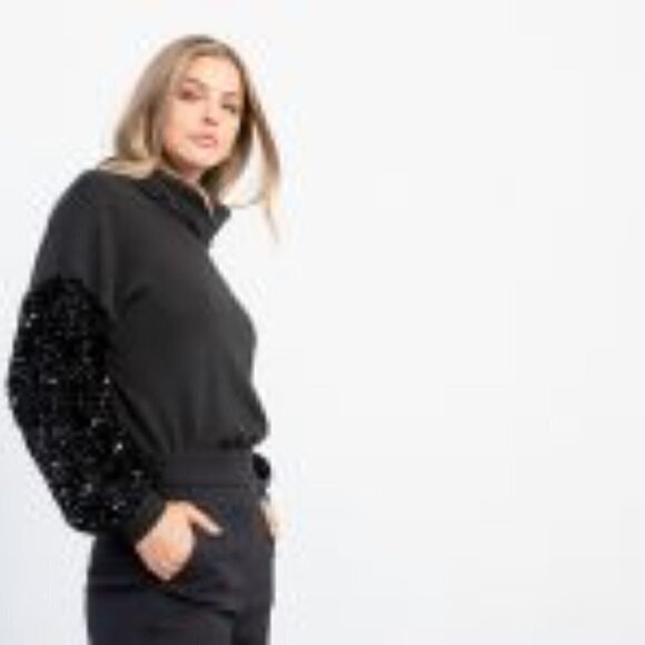 THML Cowl neck sequin sleeve top - Picture 3 of 6